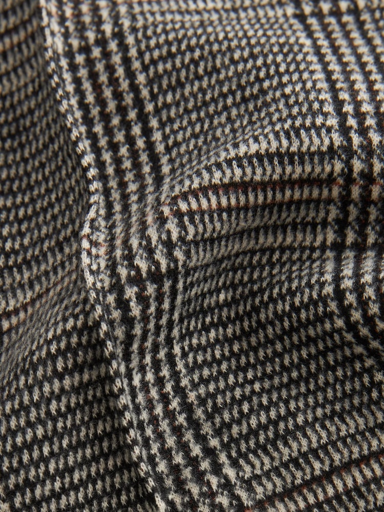 Neutral Checkered Jersey Wide Leg Trousers - Image 5 of 5