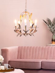 BHS Cream Flo 5 Ceiling Light Chandelier - Image 1 of 3
