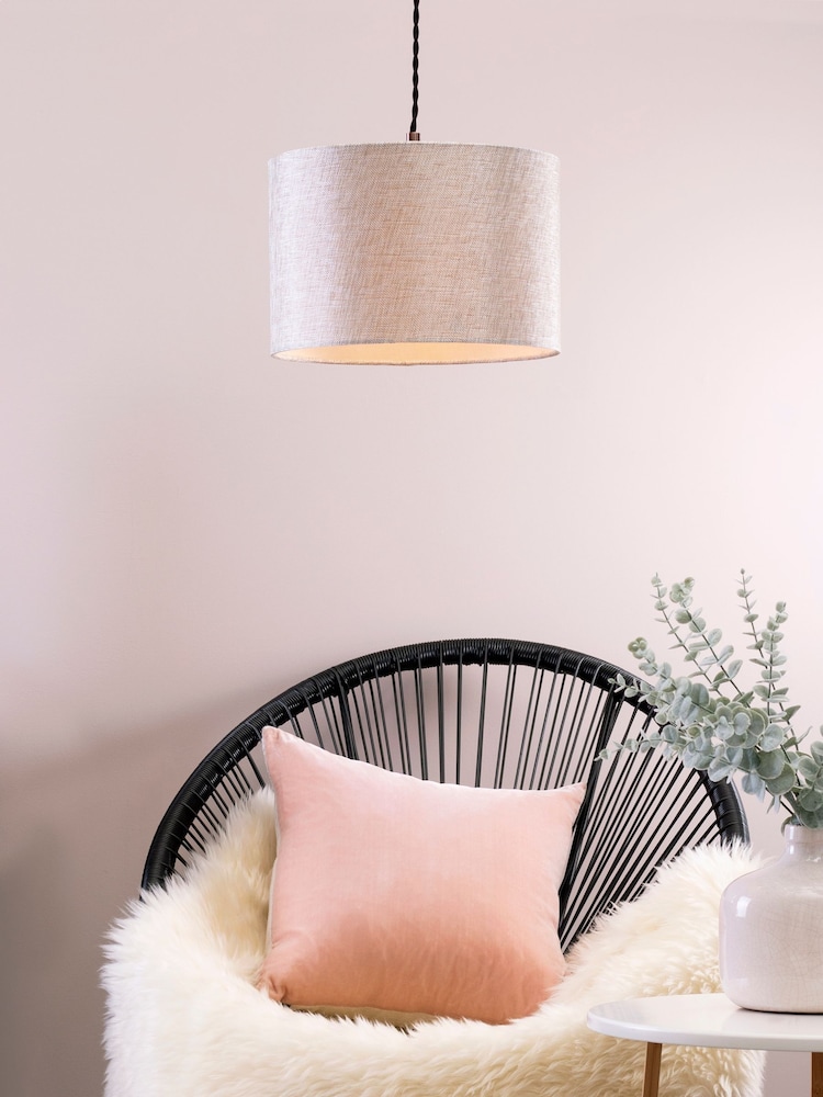 BHS Natural 30cm Metallic Linen Shade - Image 1 of 5