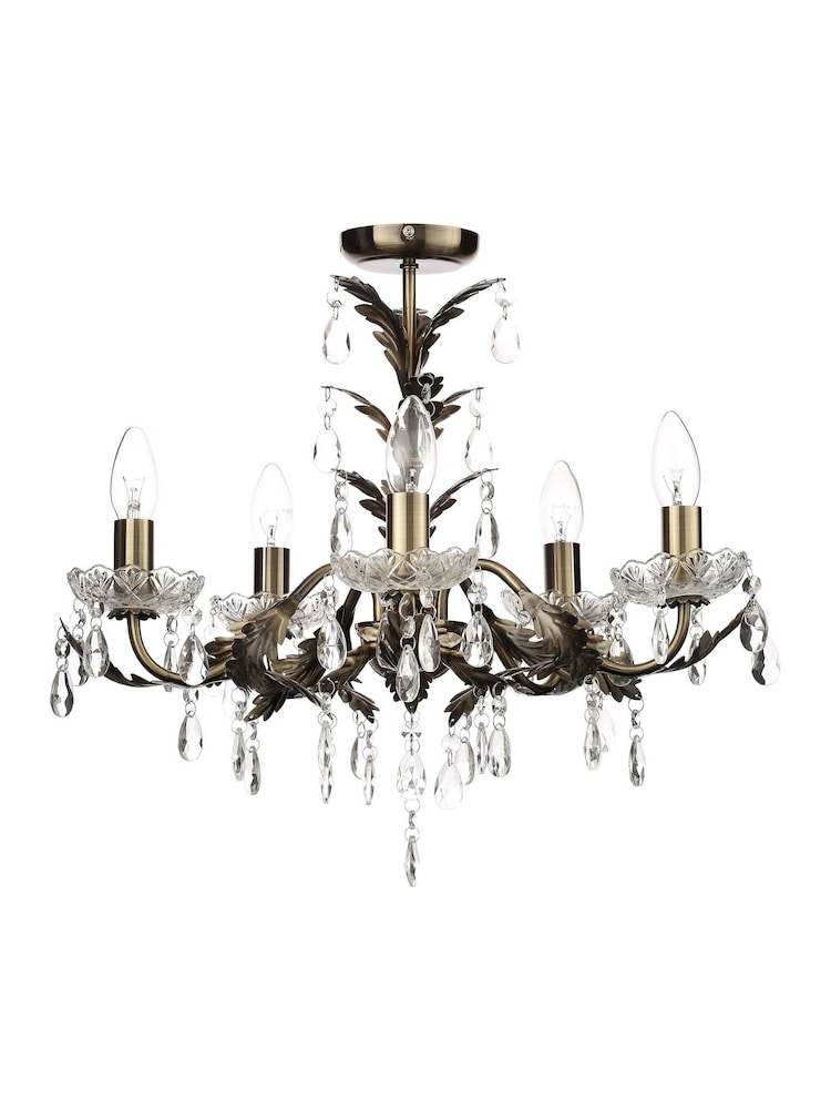 BHS Brass Paisley 5 Light Flush Chandelier Light - Image 2 of 5