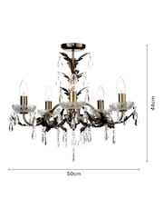 BHS Brass Paisley 5 Light Flush Chandelier Light - Image 4 of 5
