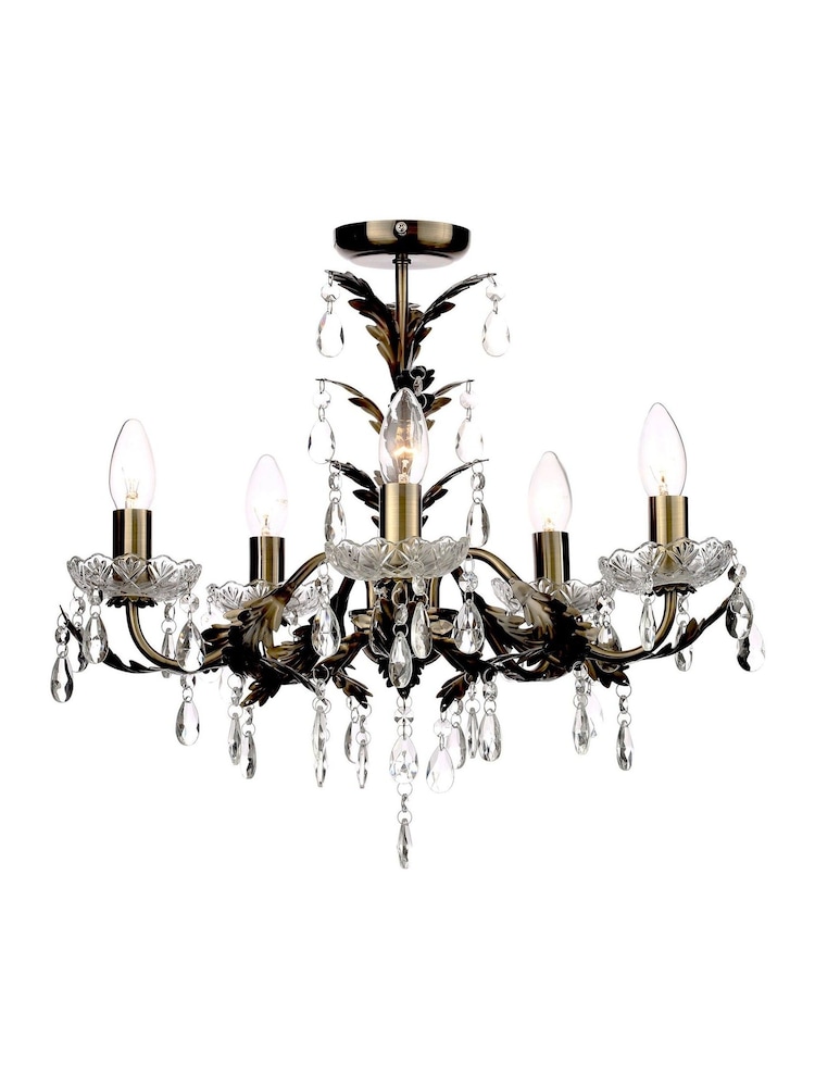BHS Brass Paisley 5 Light Flush Chandelier Light - Image 5 of 5