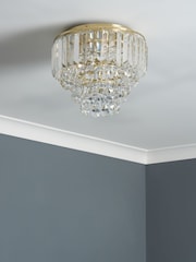 BHS Satin Brass Paladina Crystal Flush Ceiling Fitting Ceiling Light - Image 2 of 6