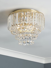 BHS Satin Brass Paladina Crystal Flush Ceiling Fitting Ceiling Light - Image 3 of 6