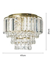 BHS Satin Brass Paladina Crystal Flush Ceiling Fitting Ceiling Light - Image 4 of 6