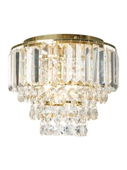 BHS Satin Brass Paladina Crystal Flush Ceiling Fitting Ceiling Light - Image 5 of 6