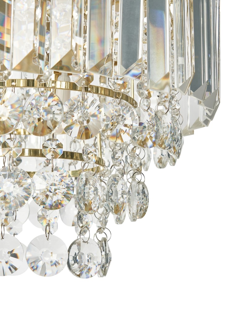 BHS Satin Brass Paladina Crystal Flush Ceiling Fitting Ceiling Light - Image 6 of 6