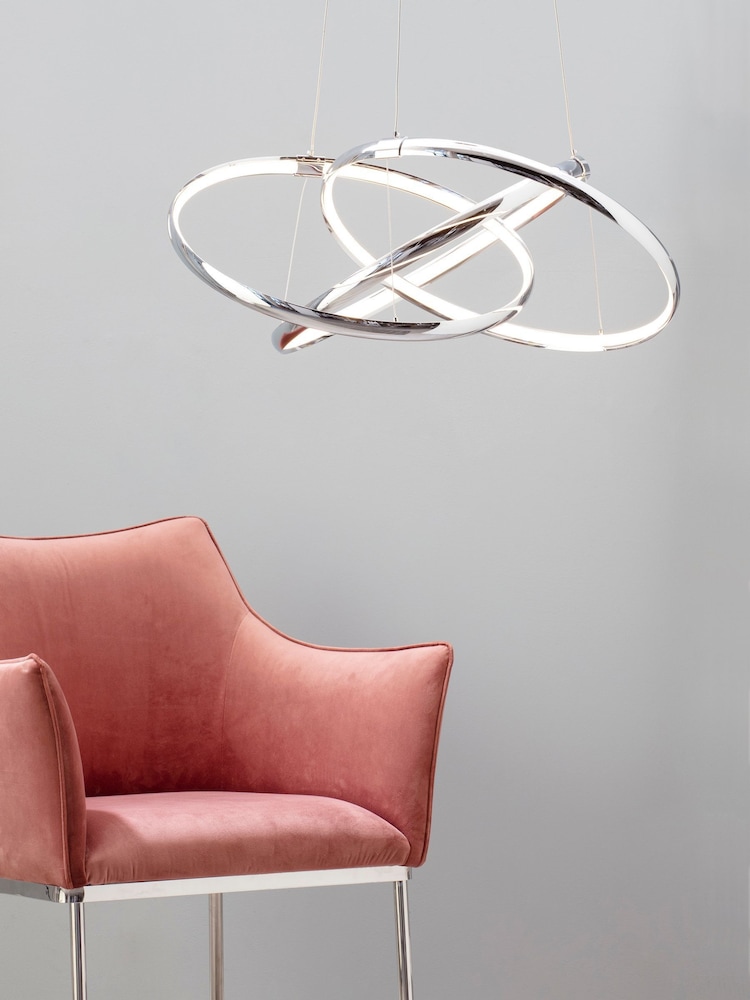 BHS Silver LED Triple Ring Ceiling Light Pendant - Image 1 of 5