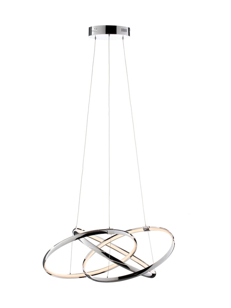 BHS Silver LED Triple Ring Ceiling Light Pendant - Image 2 of 5