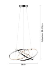 BHS Silver LED Triple Ring Ceiling Light Pendant - Image 4 of 5