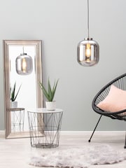BHS Black Draper Small Smoke Glass Ceiling Light Pendant - Image 1 of 4