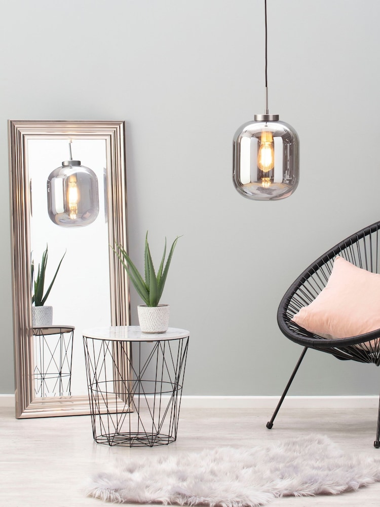 BHS Black Draper Small Smoke Glass Ceiling Light Pendant - Image 1 of 4