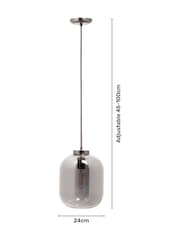 BHS Black Draper Small Smoke Glass Ceiling Light Pendant - Image 4 of 4
