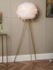 BHS White Feather Tripod Floor Lamp - Image 3 of 7