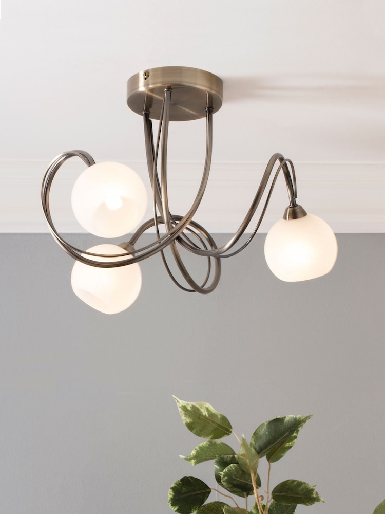 BHS Brass Soni 3 Light Flush Flush Ceiling Light - Image 1 of 5 BHS Brass Soni 3 Light Flush Flush Ceiling Light - Image 1 of 5