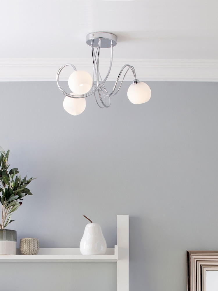 BHS Silver Soni 3 Light Flush Flush Ceiling Light - Image 1 of 4