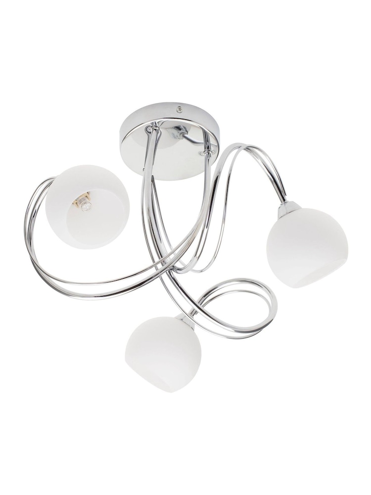 BHS Silver Soni 3 Light Flush Flush Ceiling Light - Image 4 of 4