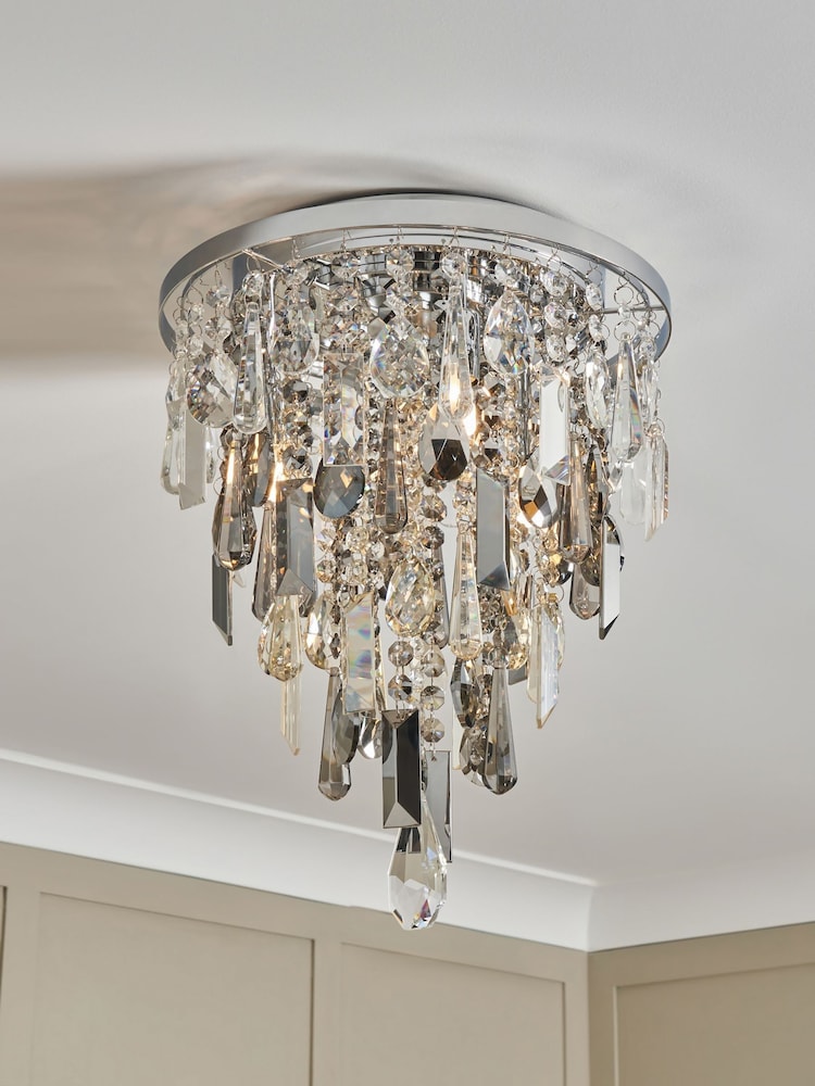 BHS Silver Jennifer Ceiling Flush Fitting Light - Image 1 of 6