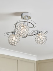BHS Silver Orianna 3 Light Flush Flush Ceiling Light - Image 1 of 7