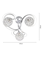 BHS Silver Orianna 3 Light Flush Flush Ceiling Light - Image 4 of 7