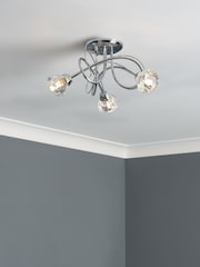 BHS Silver Marianne Flush 3 Light Flush Ceiling Light - Image 1 of 6