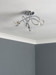 BHS Silver Marianne Flush 3 Light Flush Ceiling Light - Image 2 of 6