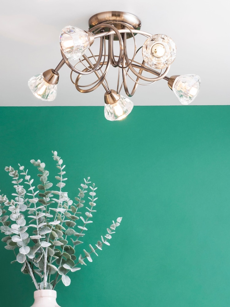 BHS Brass Marianne Flush 5 Light Flush Ceiling Light - Image 1 of 5