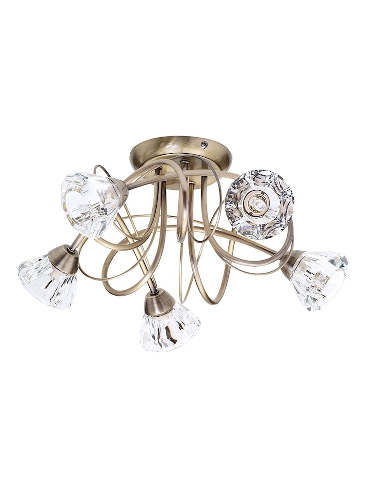 BHS Brass Marianne Flush 5 Light Flush Ceiling Light - Image 2 of 5