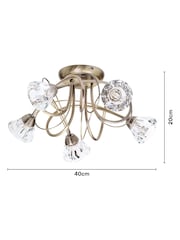 BHS Brass Marianne Flush 5 Light Flush Ceiling Light - Image 4 of 5