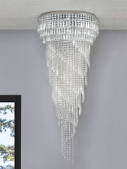 BHS Silver Leila Crystal 7 Light Flush Ceiling Light - Image 1 of 4