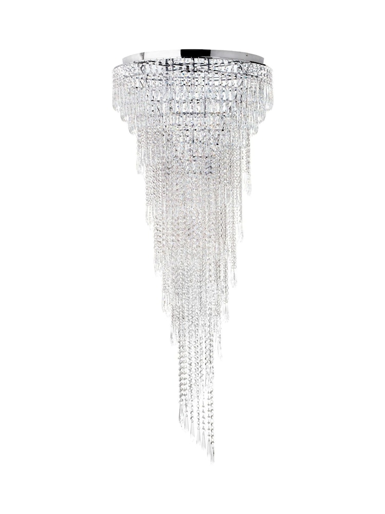 BHS Silver Leila Crystal 7 Light Flush Ceiling Light - Image 2 of 4