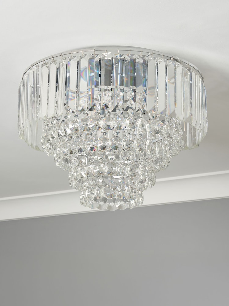 BHS Silver Paladina Flush Ceiling Light - Image 2 of 6