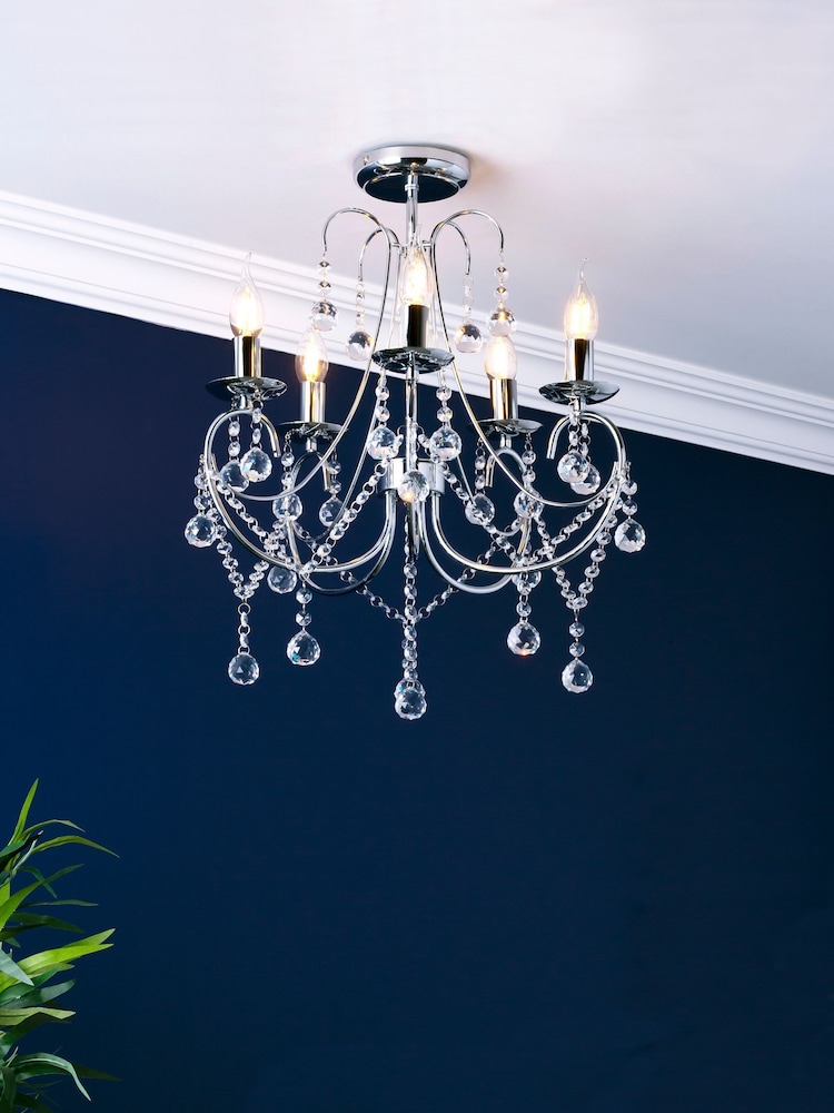 BHS Silver Sapparia Flush Ceiling Light - Image 1 of 5