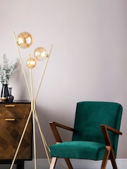 BHS Brass Lincoln Tripod Floor Lamp - Image 1 of 4
