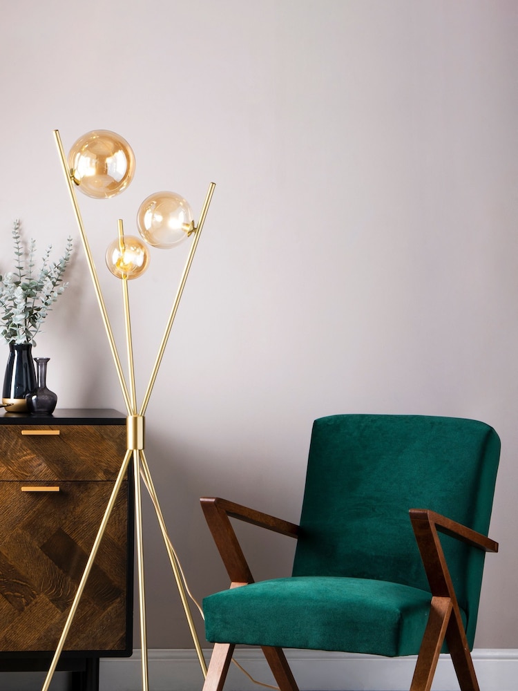 BHS Brass Lincoln Tripod Floor Lamp - Image 1 of 4
