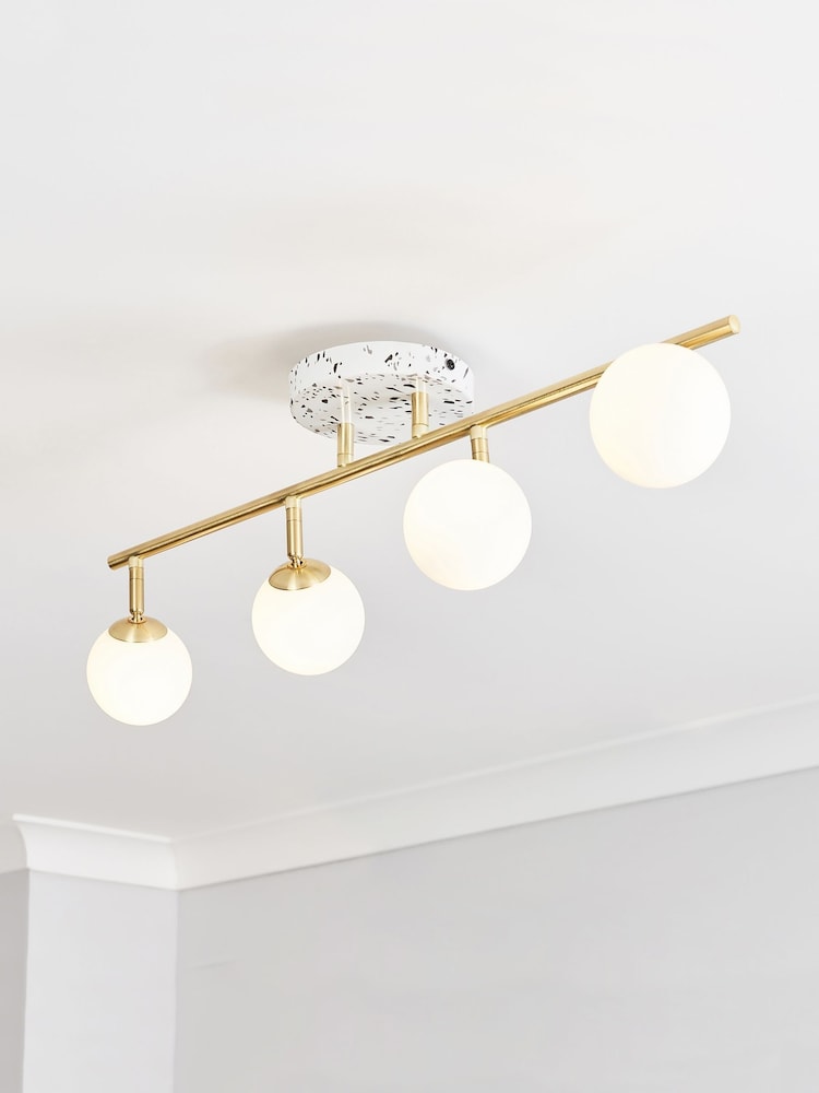 BHS White Lott Opal Ball 4 Light Ceiling Light - Image 1 of 6 BHS White Lott Opal Ball 4 Light Ceiling Light - Image 1 of 6