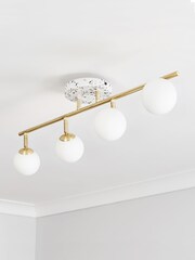 BHS White Lott Opal Ball 4 Light Ceiling Light - Image 2 of 6