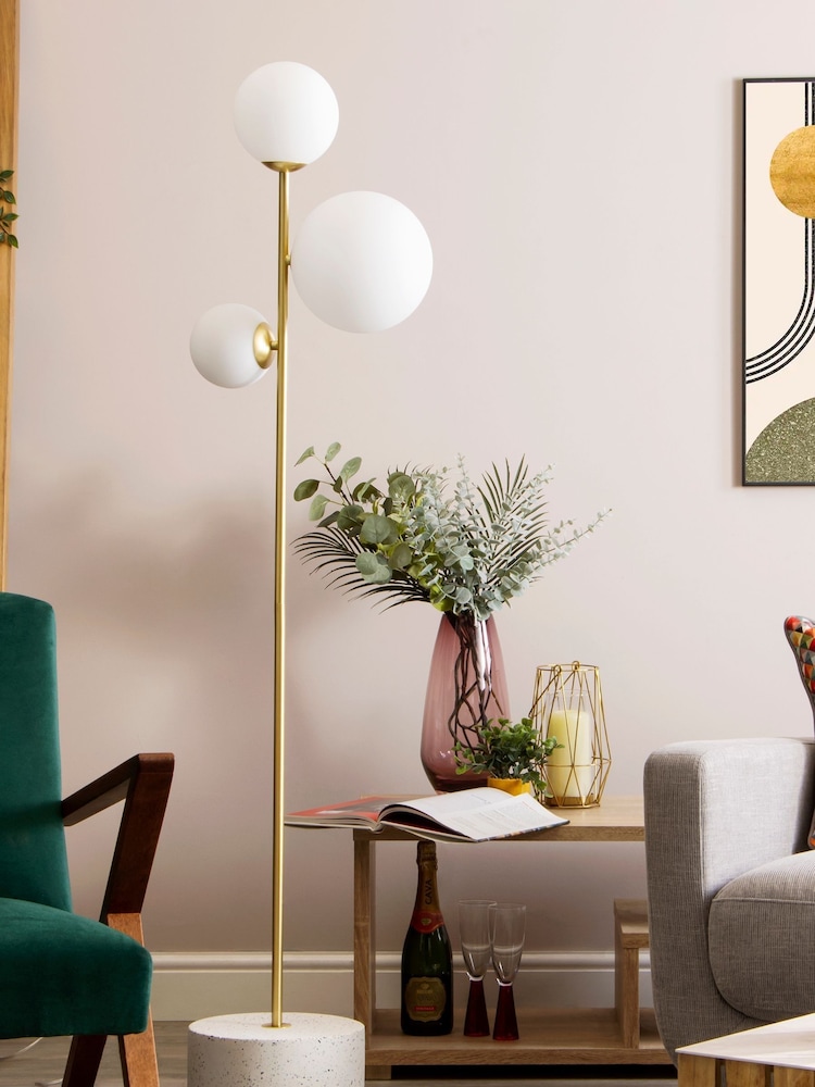 BHS Brass Forella Floor Lamp - Image 1 of 4