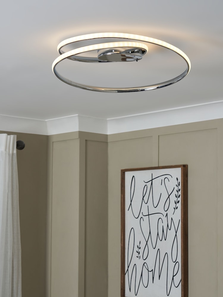 BHS Chrome Pei Rings LED Flush Ceiling Light - Image 1 of 7