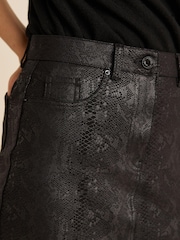 Black Coated Ponte Jersey Mini Skirt - Image 4 of 6
