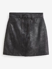 Black Coated Ponte Jersey Mini Skirt - Image 5 of 6