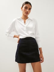 Navy Blue Corduroy Mini Skirt - Image 1 of 4