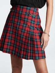 Red Mini Pleated Kilt Skirt - Image 3 of 7