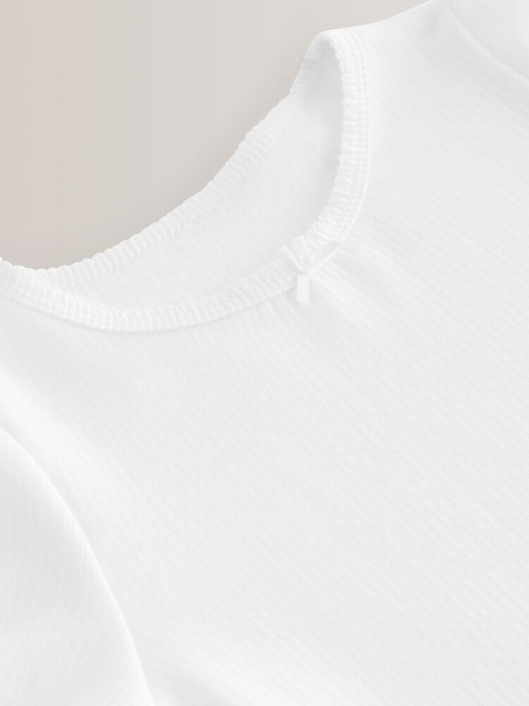 White Thermal 2 Pack Bow Trim T-Shirts (2-16yrs) - Image 4 of 4