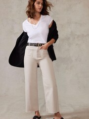 Mint Velvet Cream Monroe Crop Wide Jeans - Image 1 of 4