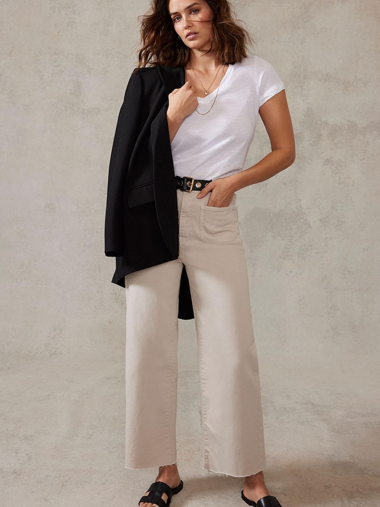 Mint Velvet Cream Monroe Crop Wide Jeans - Image 2 of 4
