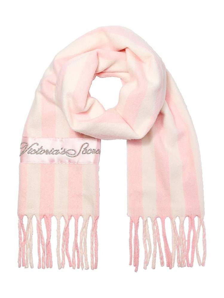Victoria's Secret Pink Iconic Stripe Cosy Blanket Scarf - Image 2 of 3 Victoria's Secret Pink Iconic Stripe Cosy Blanket Scarf - Image 2 of 3