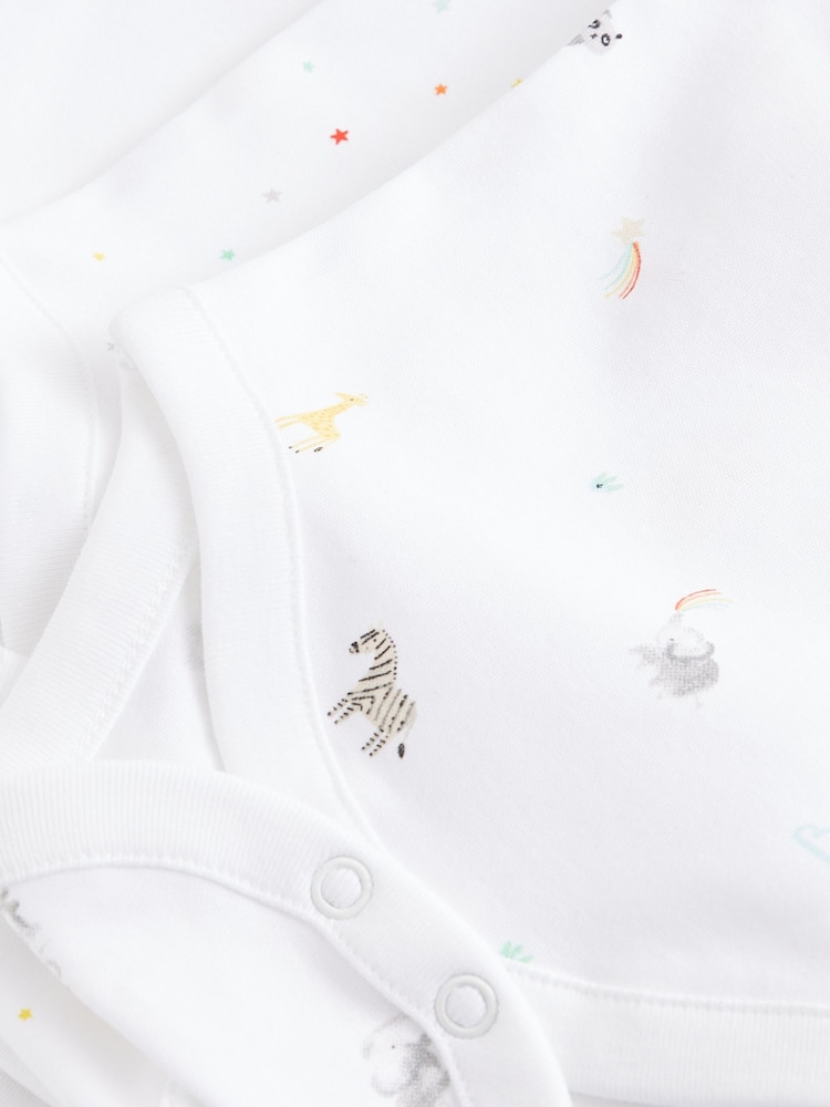 White Bright Animal 7 Pack Baby Printed Long Sleeve Bodysuits - Image 5 of 5