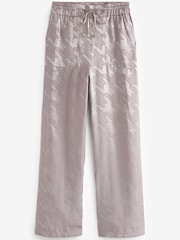 Lilac Purple Dogtooth Satin Jacquard Wide Leg Trousers - Image 2 of 2