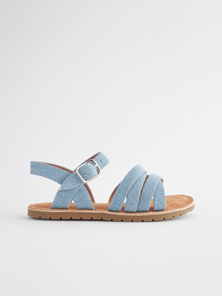 Denim Multi-strap Sandals - Image 2 of 6 Denim Multi-strap Sandals - Image 2 of 6